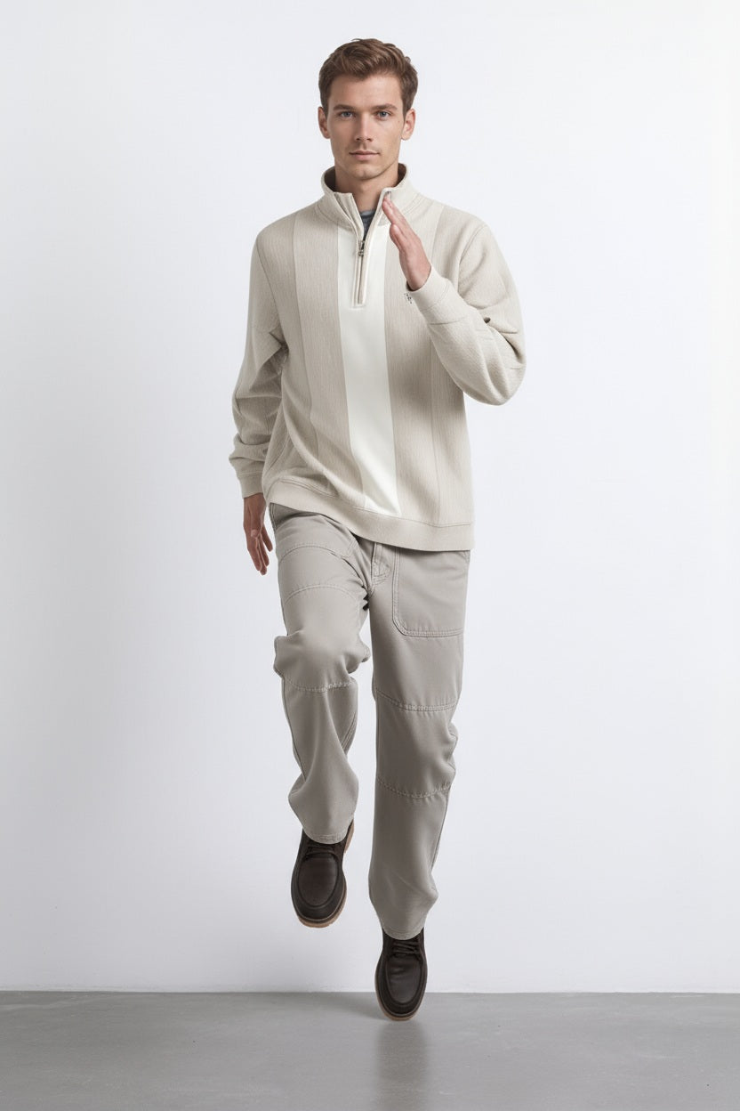 Octave Men Colourblocked Mandarin Neck Sweatshirt