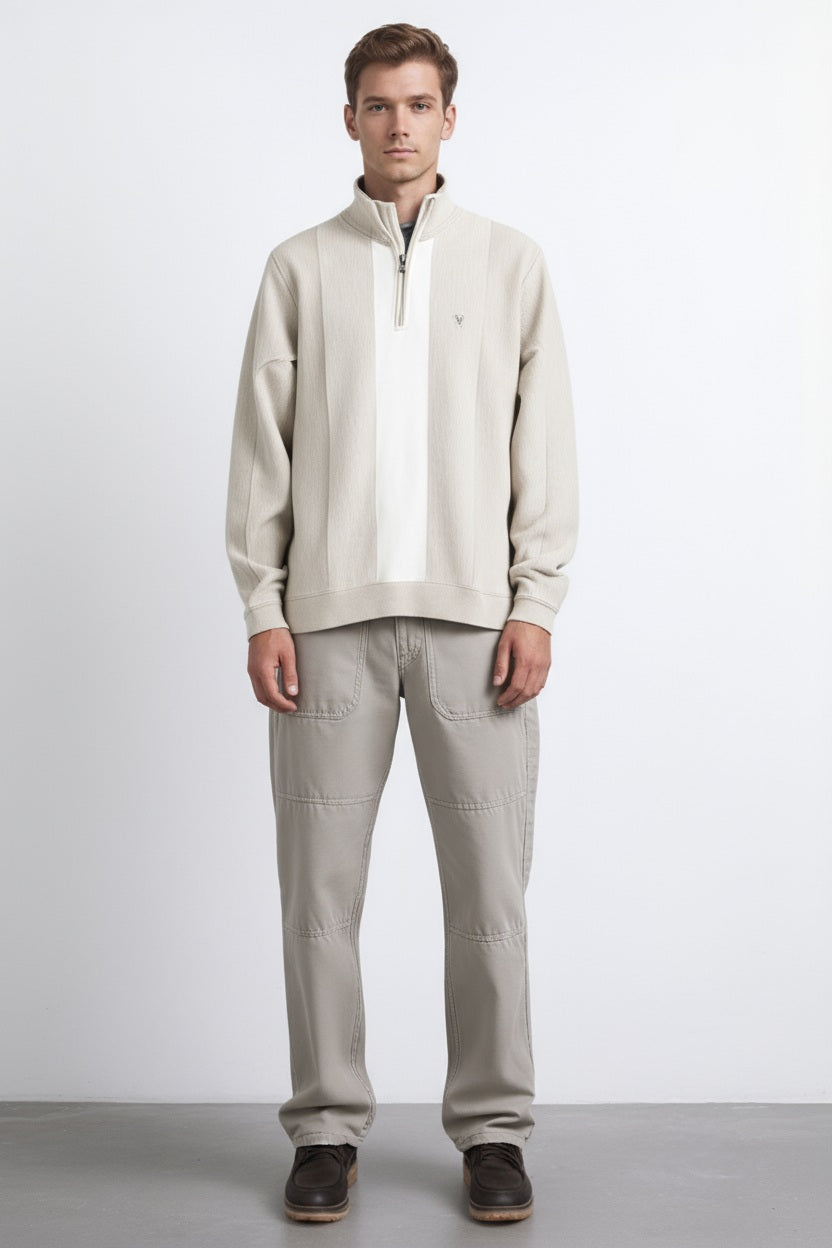 Octave Men Colourblocked Mandarin Neck Sweatshirt