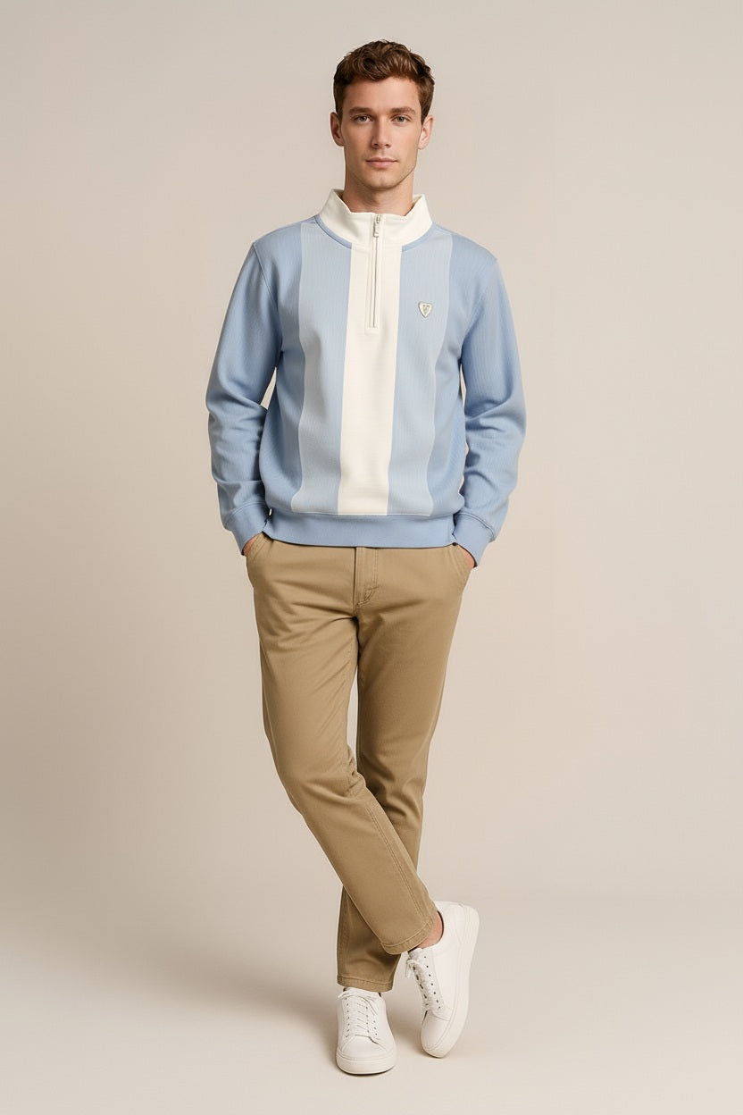 Octave Men Colourblocked Mandarin Neck Sweatshirt