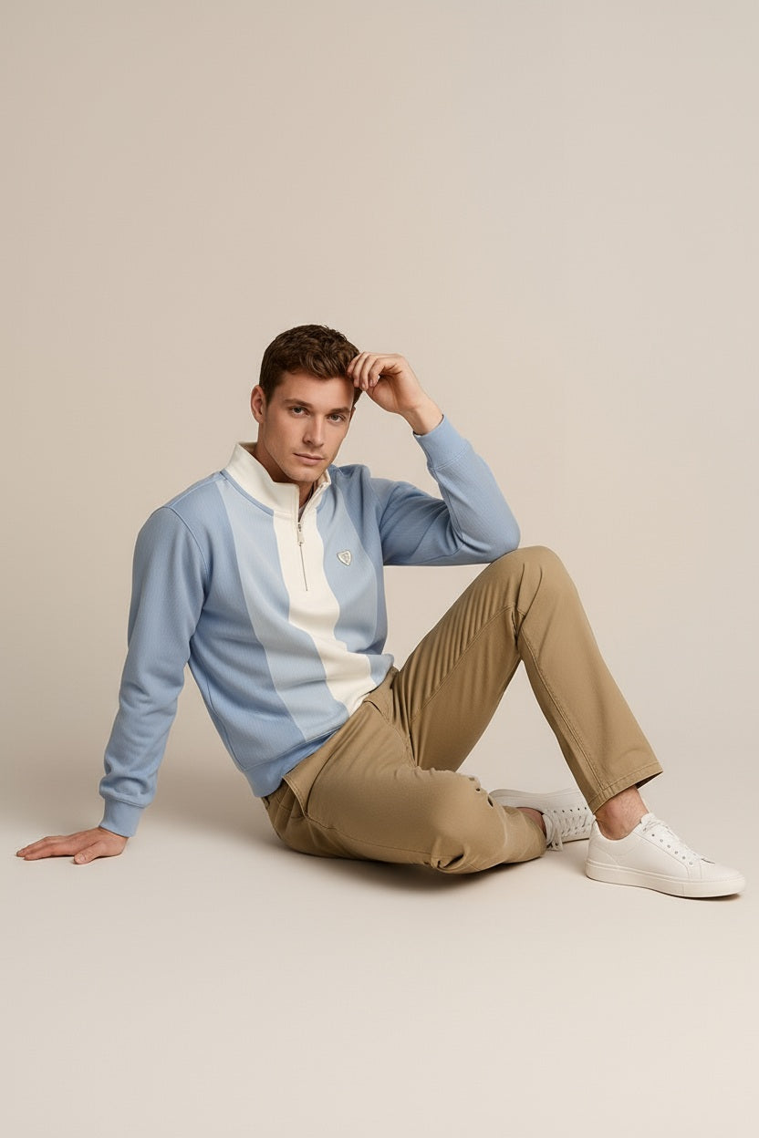 Octave Men Colourblocked Mandarin Neck Sweatshirt