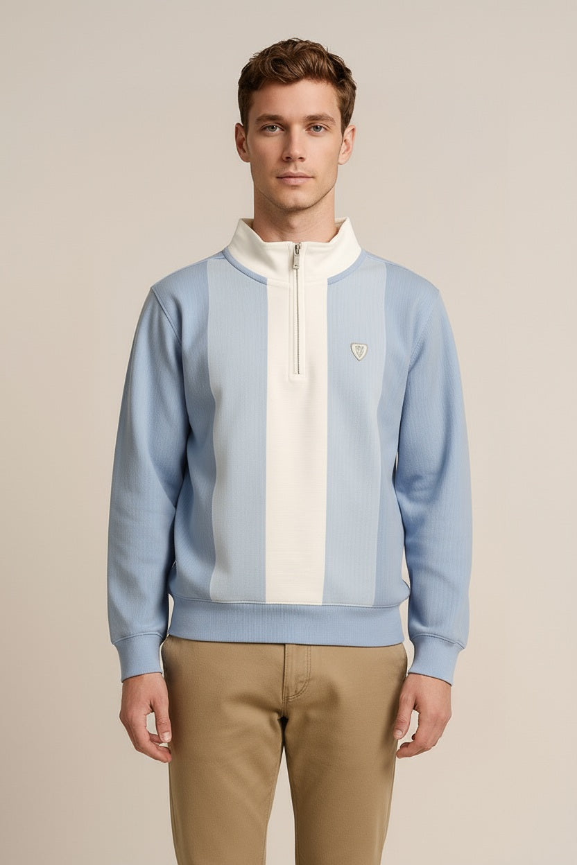 Octave Men Colourblocked Mandarin Neck Sweatshirt