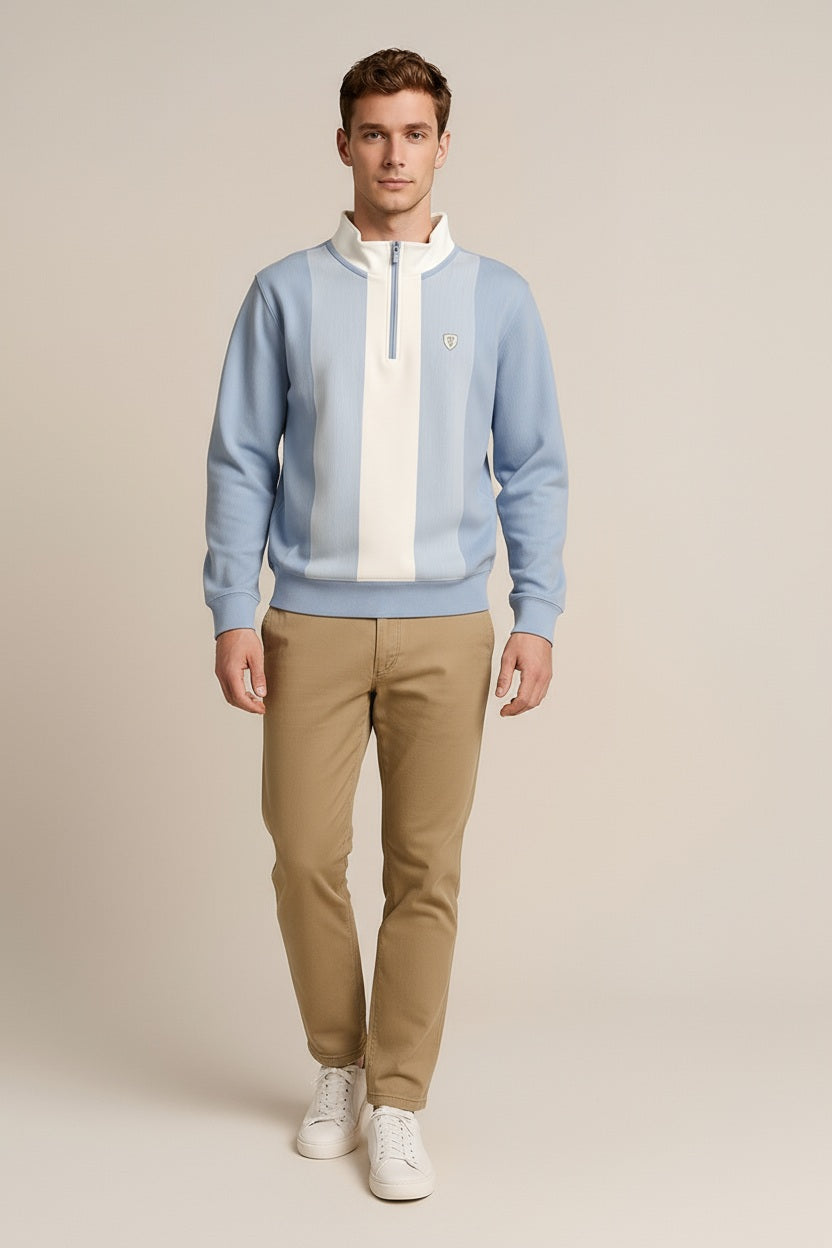 Octave Men Colourblocked Mandarin Neck Sweatshirt