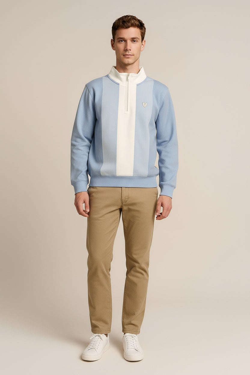 Octave Men Colourblocked Mandarin Neck Sweatshirt