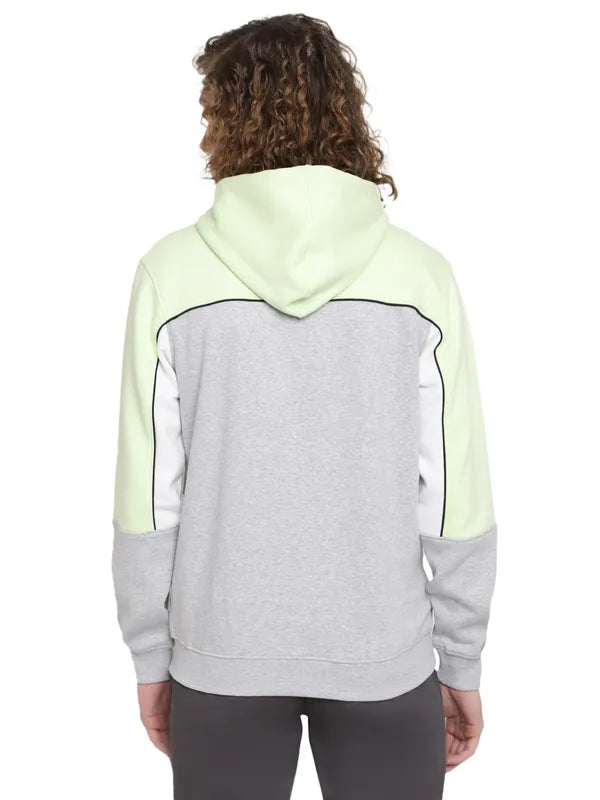 Octave Men Green Colourblocked Hooded Sweatshirt