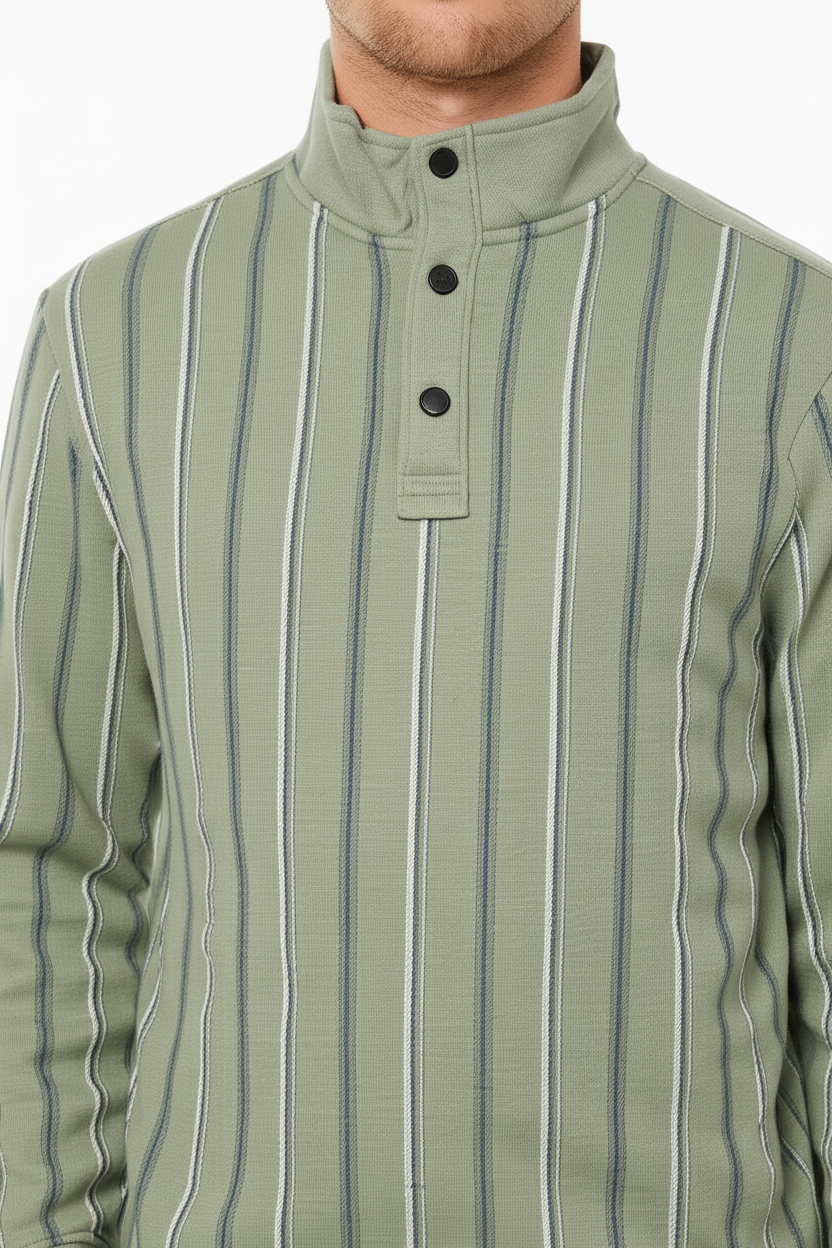 Octave Men Striped High NeckSweatshirt