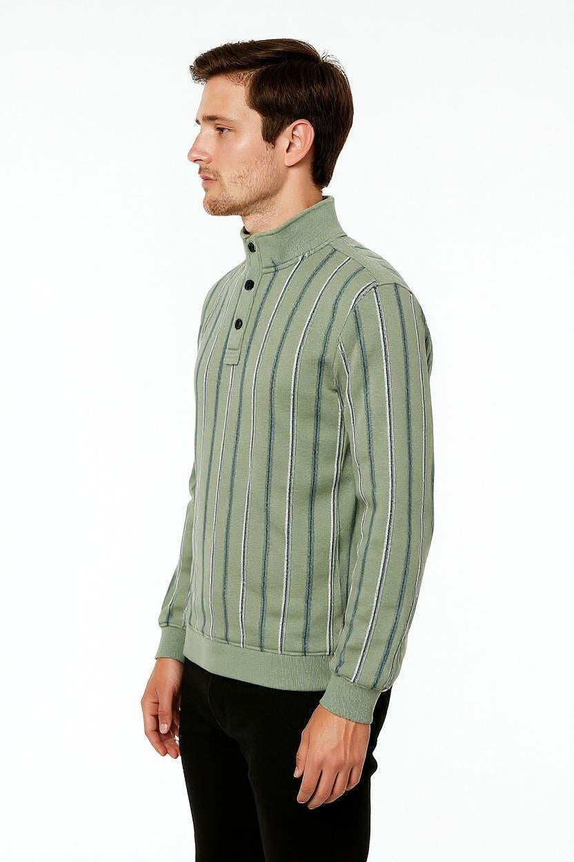 Octave Men Striped High NeckSweatshirt