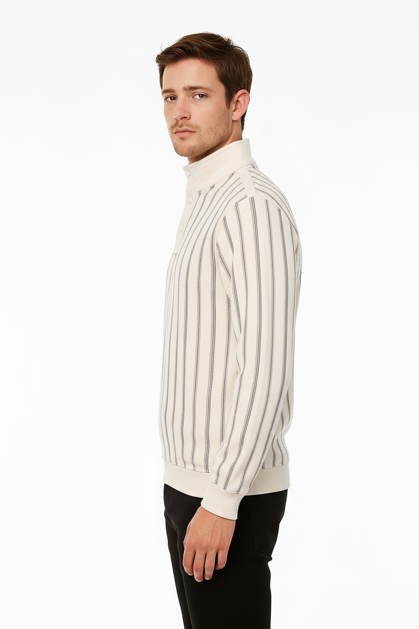 Octave Men Striped High Neck  Sweatshirt