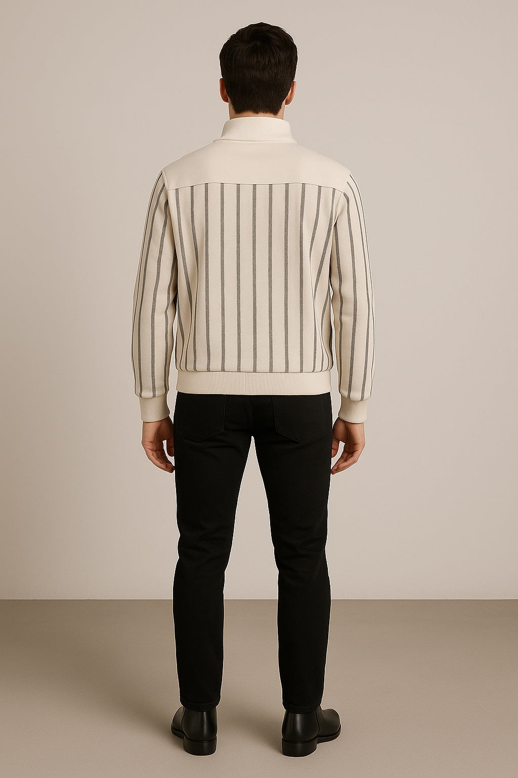Octave Men Pristine Striped High Neck  Sweatshirt