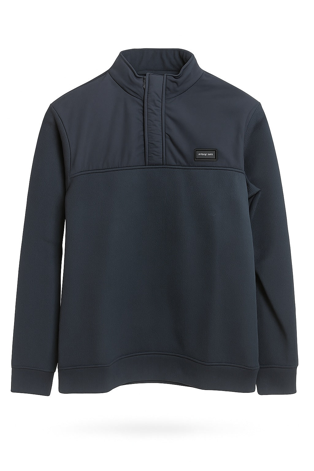 Octave Men Navy Solid Mandrain Neck Sweatshirt