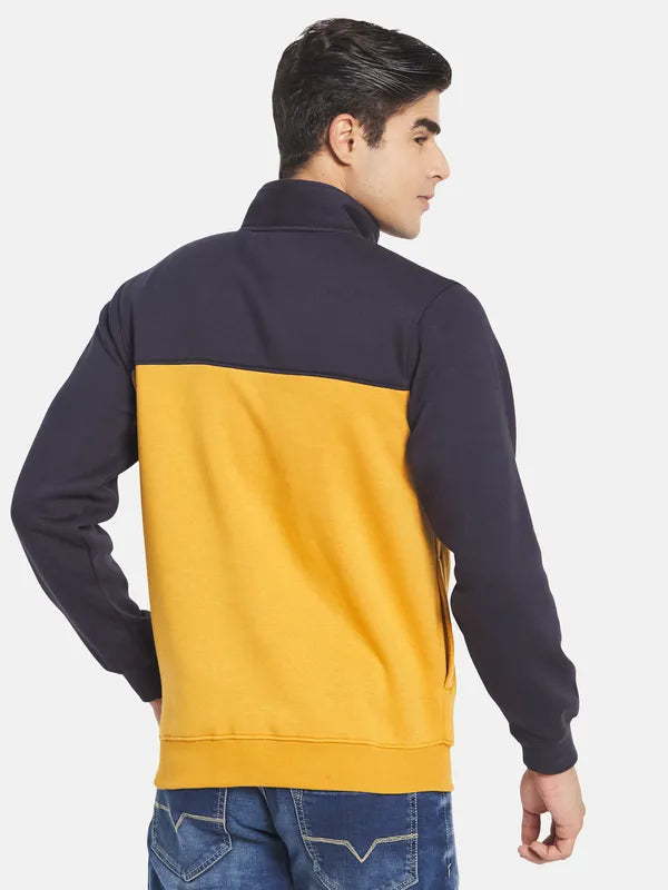 Octave Men Plus Size Yellow Colourblocked Sweatshirt