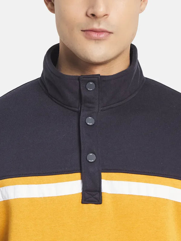 Octave Men Plus Size Yellow Colourblocked Sweatshirt