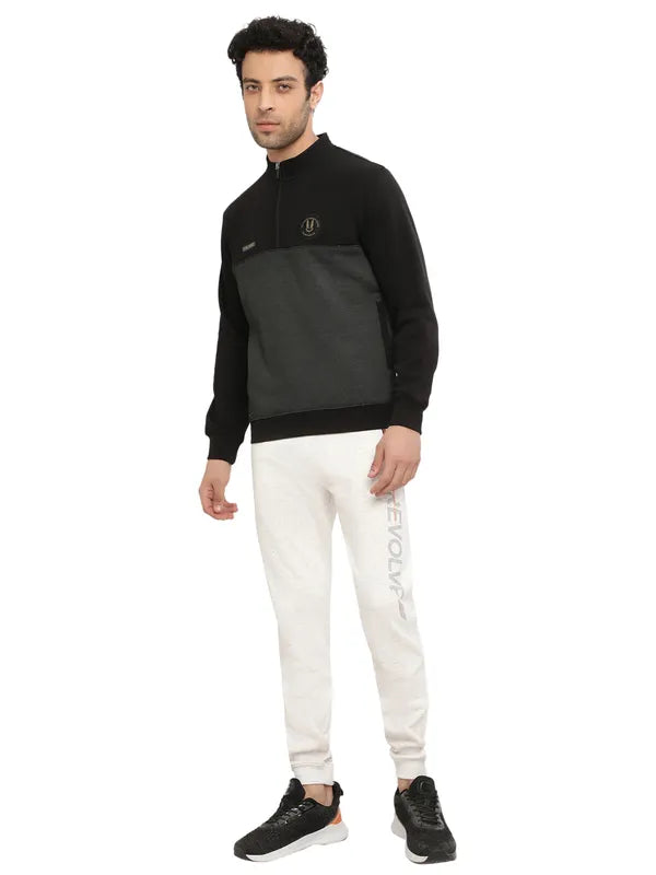 Octave Men Black Colourblocked Sweatshirt