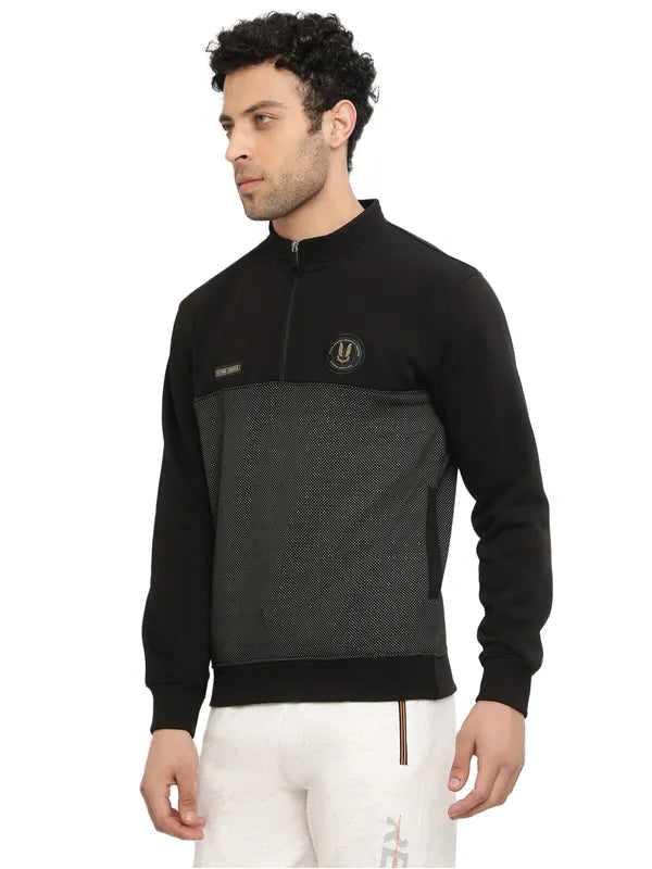 Octave Men Black Colourblocked Sweatshirt