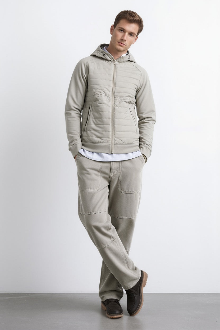 Octave Men Graphic Print  Hooded Sweatshirt-J-375W25-SAND