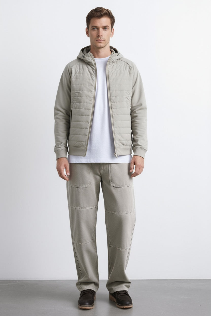 Octave Men Graphic Print  Hooded Sweatshirt-J-375W25-SAND