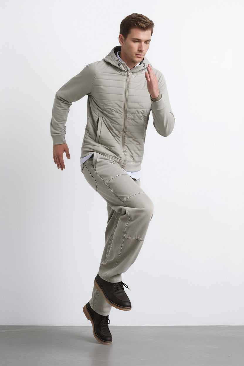 Octave Men Graphic Print  Hooded Sweatshirt-J-375W25-SAND