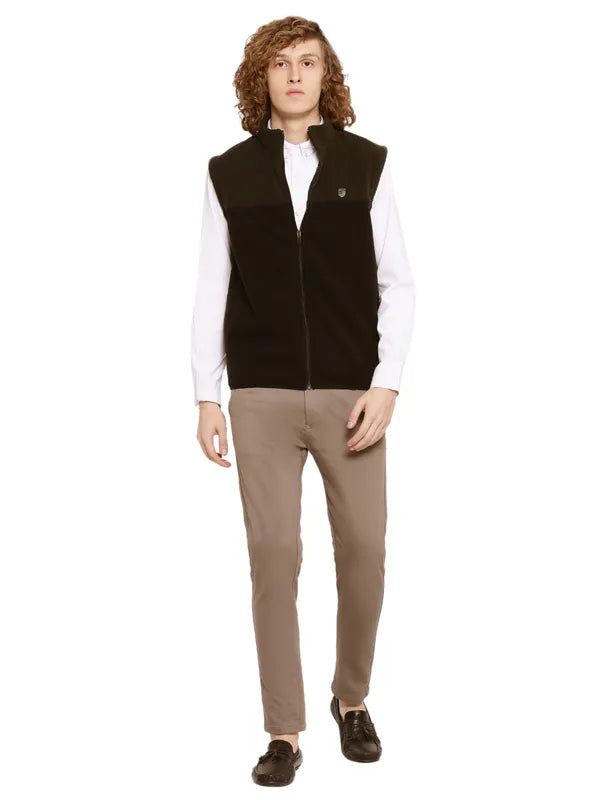 Octave Men Olive Green Mock Collar Sweatshirt