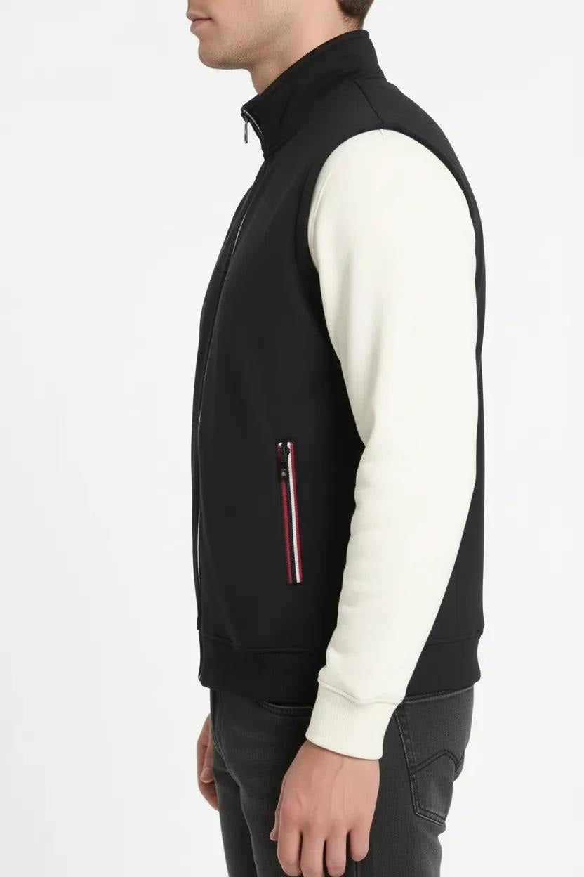 Men Black Solid Mandarin Neck Sweatshirt