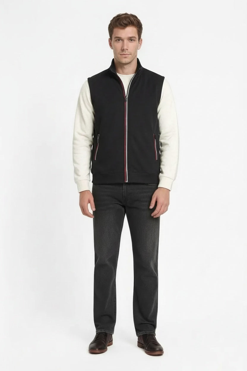 Men Black Solid Mandarin Neck Sweatshirt