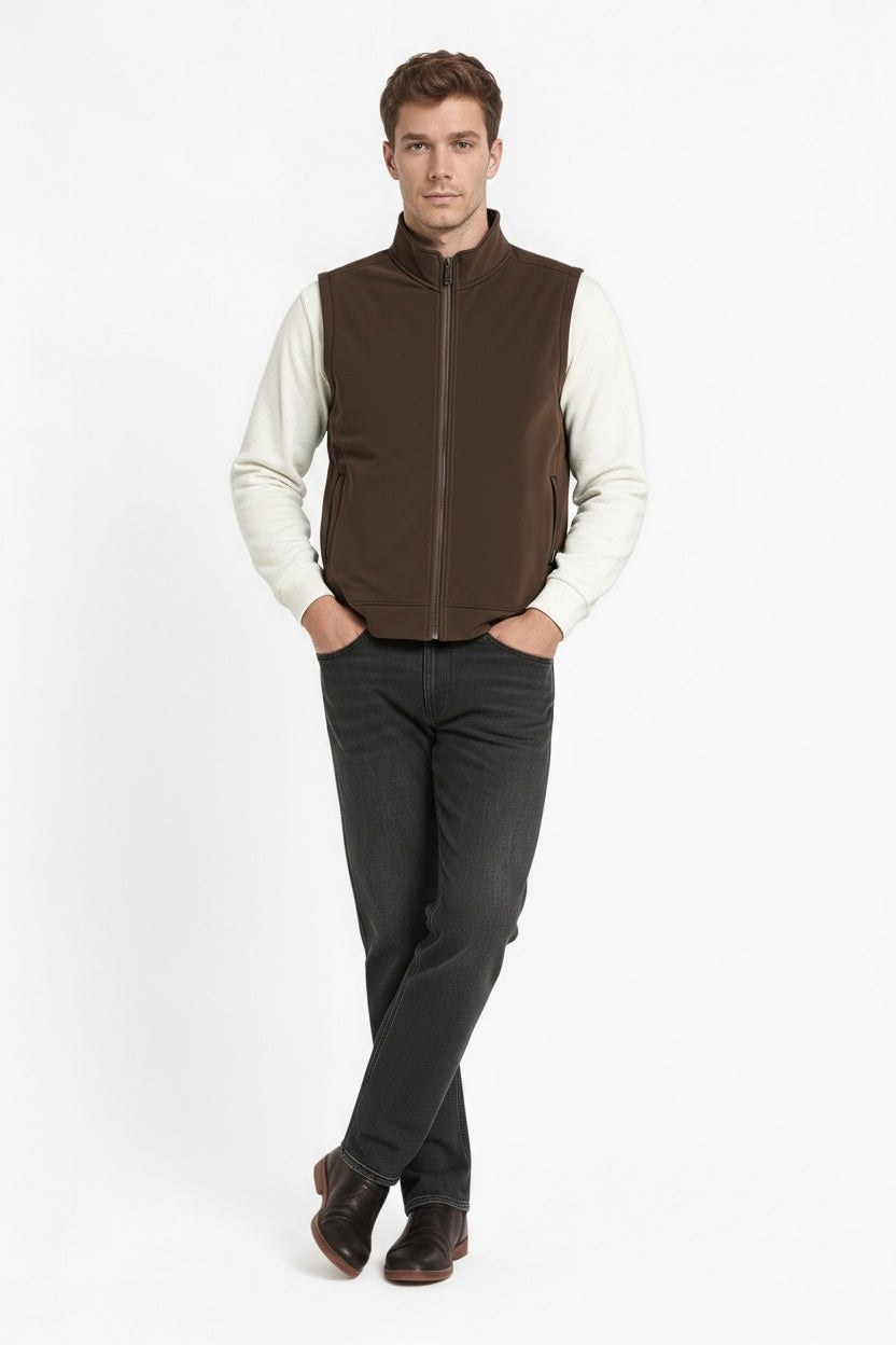 Octave Men Espresso Solid Mandrain Neck Sweatshirt