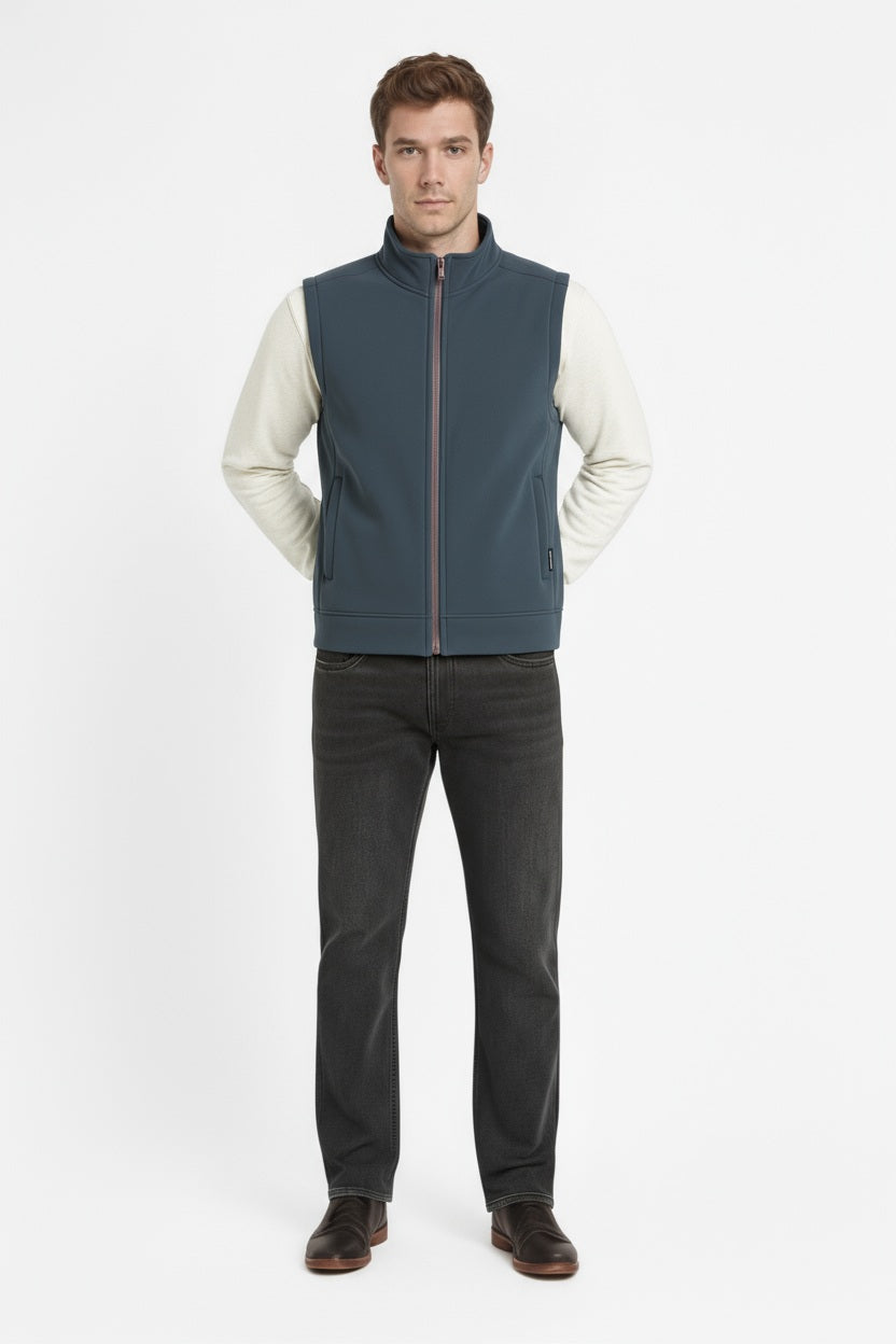 Octave Men Navy Melange Solid Mandrain Neck Sweatshirt