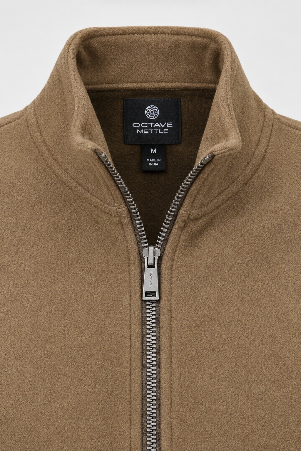 Men’s Brown Melange German Velvet Knitted Gilet – Regular Fit Full Zip Sleeveless Jacket