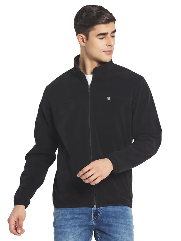 Octave Men Black Front-Open Sweatshirt