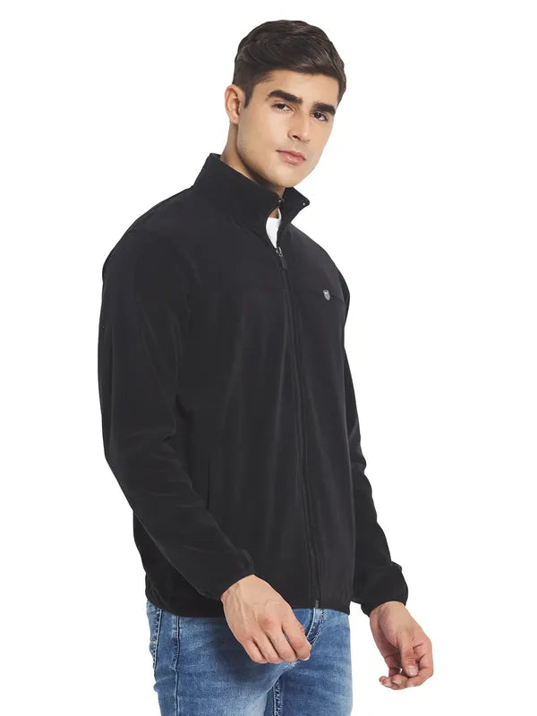 Octave Men Black Front-Open Sweatshirt