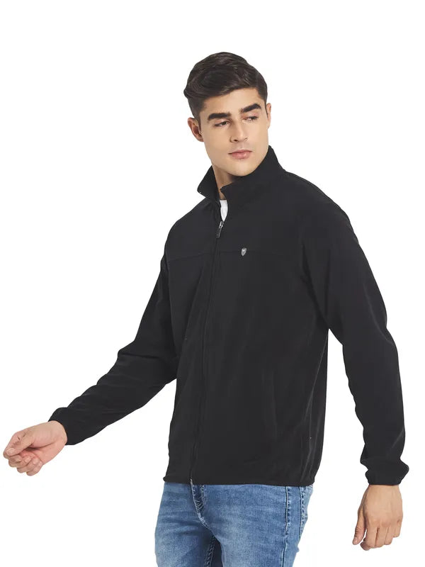 Octave Men Black Front-Open Sweatshirt