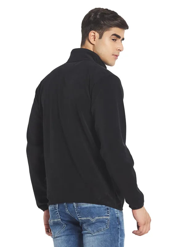 Octave Men Black Front-Open Sweatshirt