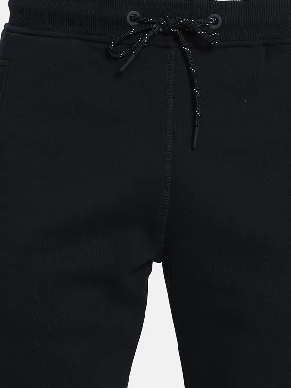 Men Navy Blue Solid Cotton Track Pant