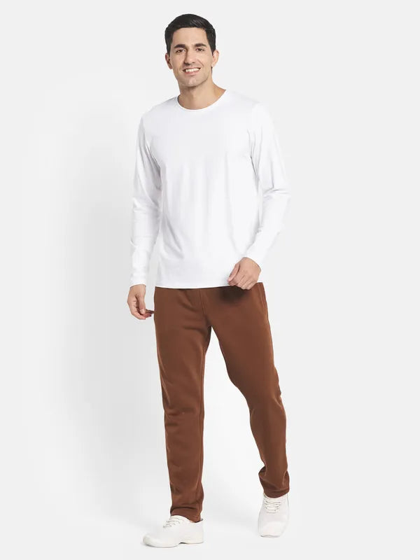 Men Tan-Brown Solid Cotton Track Pants