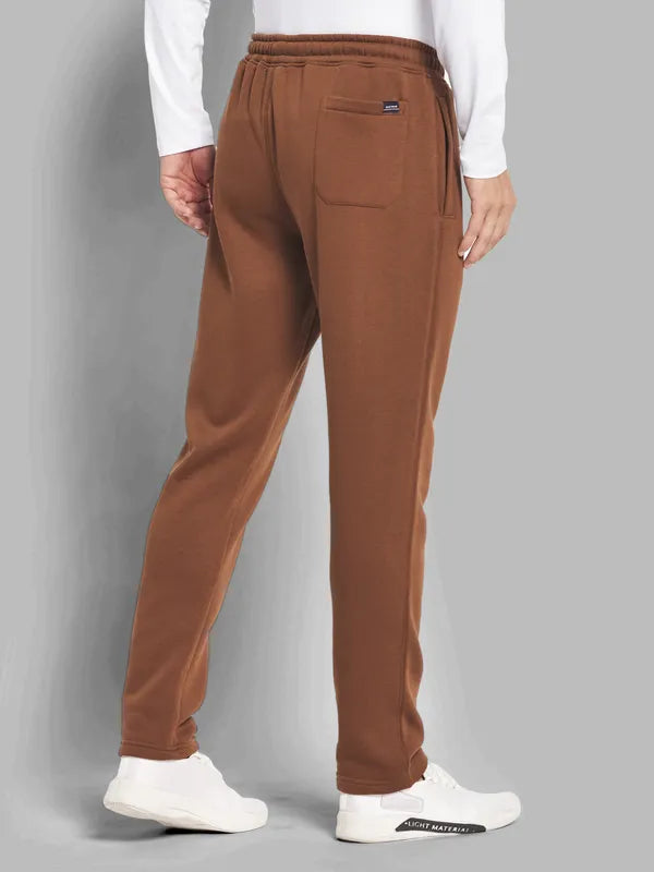 Men Tan-Brown Solid Cotton Track Pants