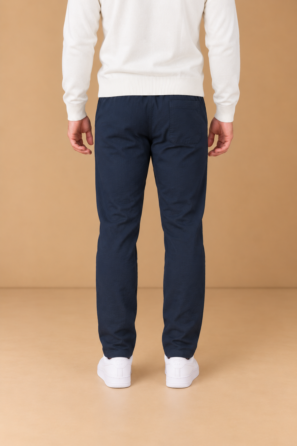Men’s Espresso Seersucker Knitted Lower – Regular Fit Textured Casual Trousers