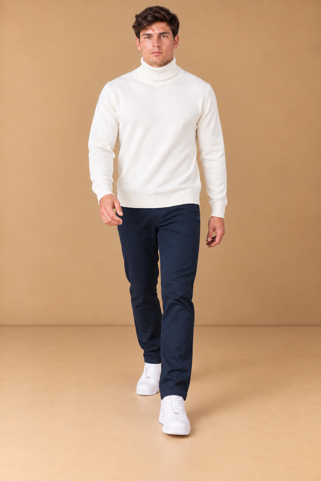 Men’s Espresso Seersucker Knitted Lower – Regular Fit Textured Casual Trousers