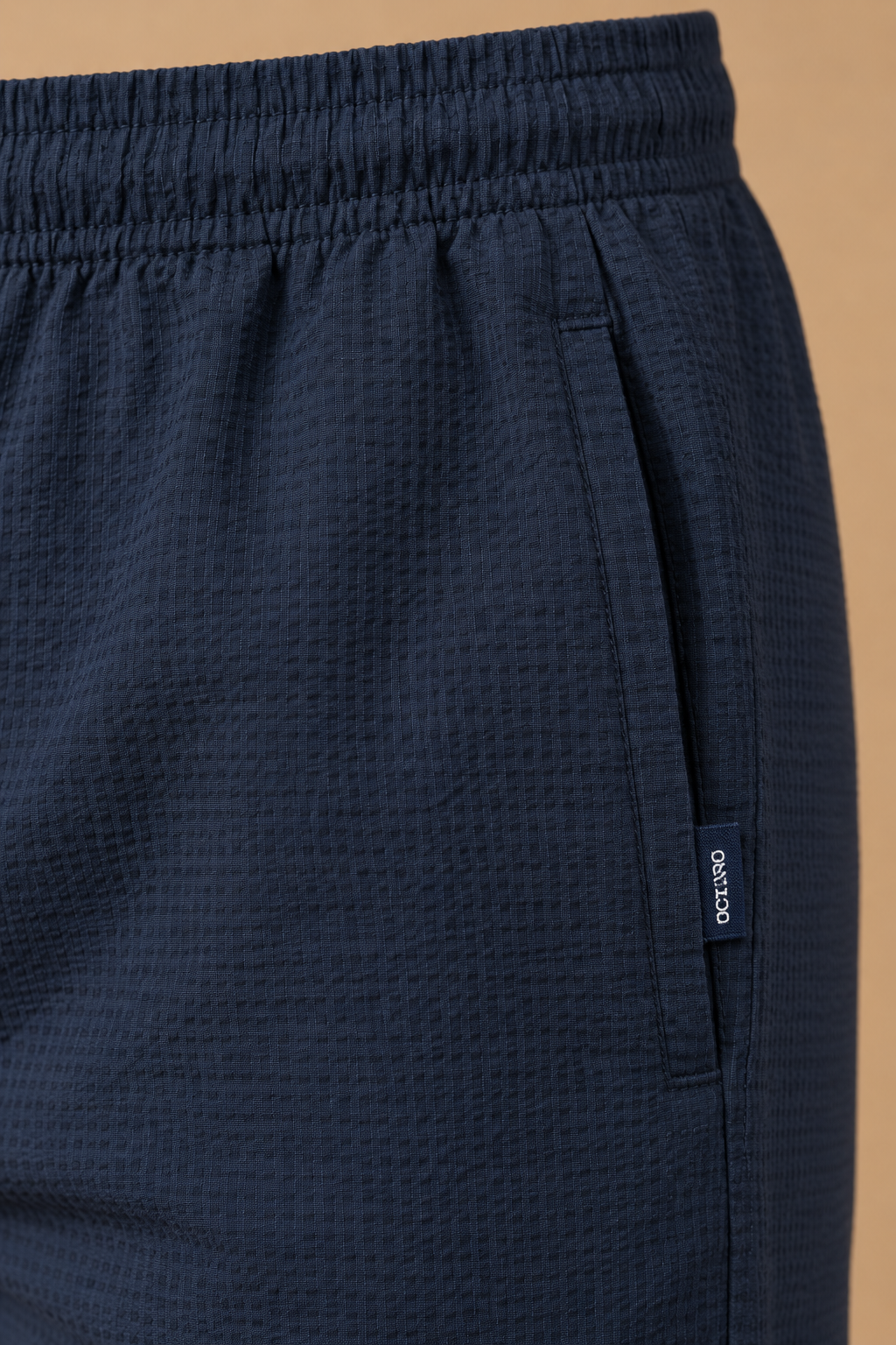Men’s Espresso Seersucker Knitted Lower – Regular Fit Textured Casual Trousers