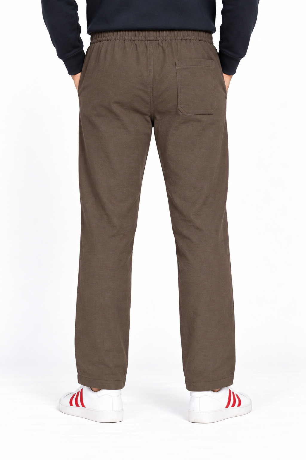 Men’s Espresso Seersucker Knitted Lower – Regular Fit Textured Casual Trousers