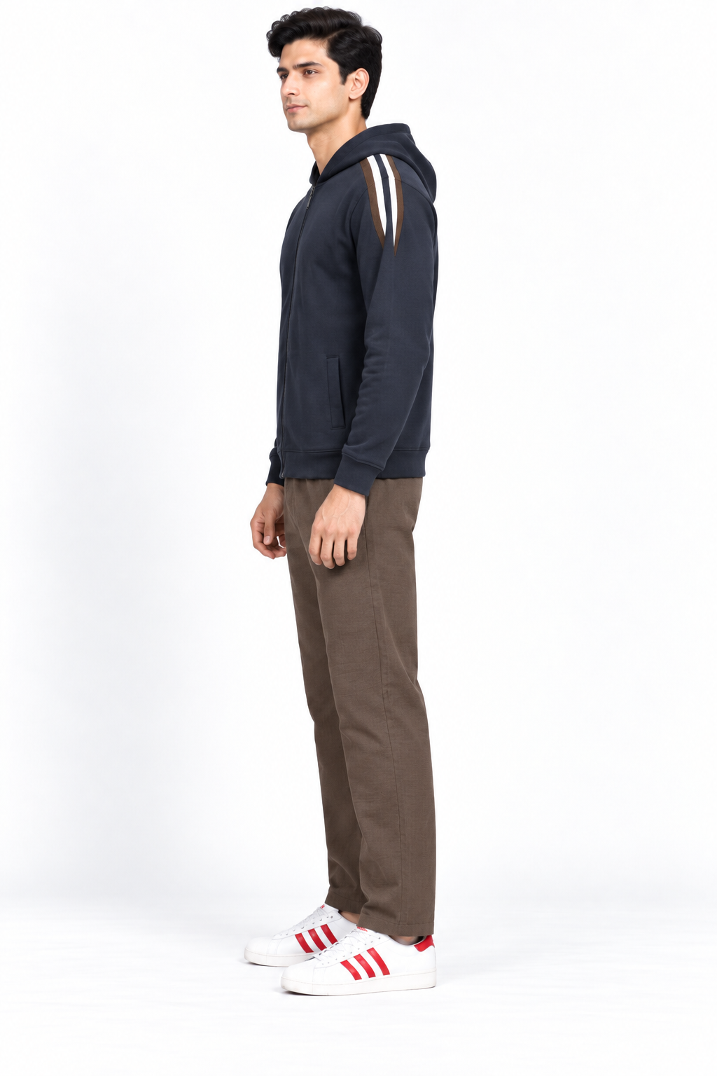 Men’s Espresso Seersucker Knitted Lower – Regular Fit Textured Casual Trousers