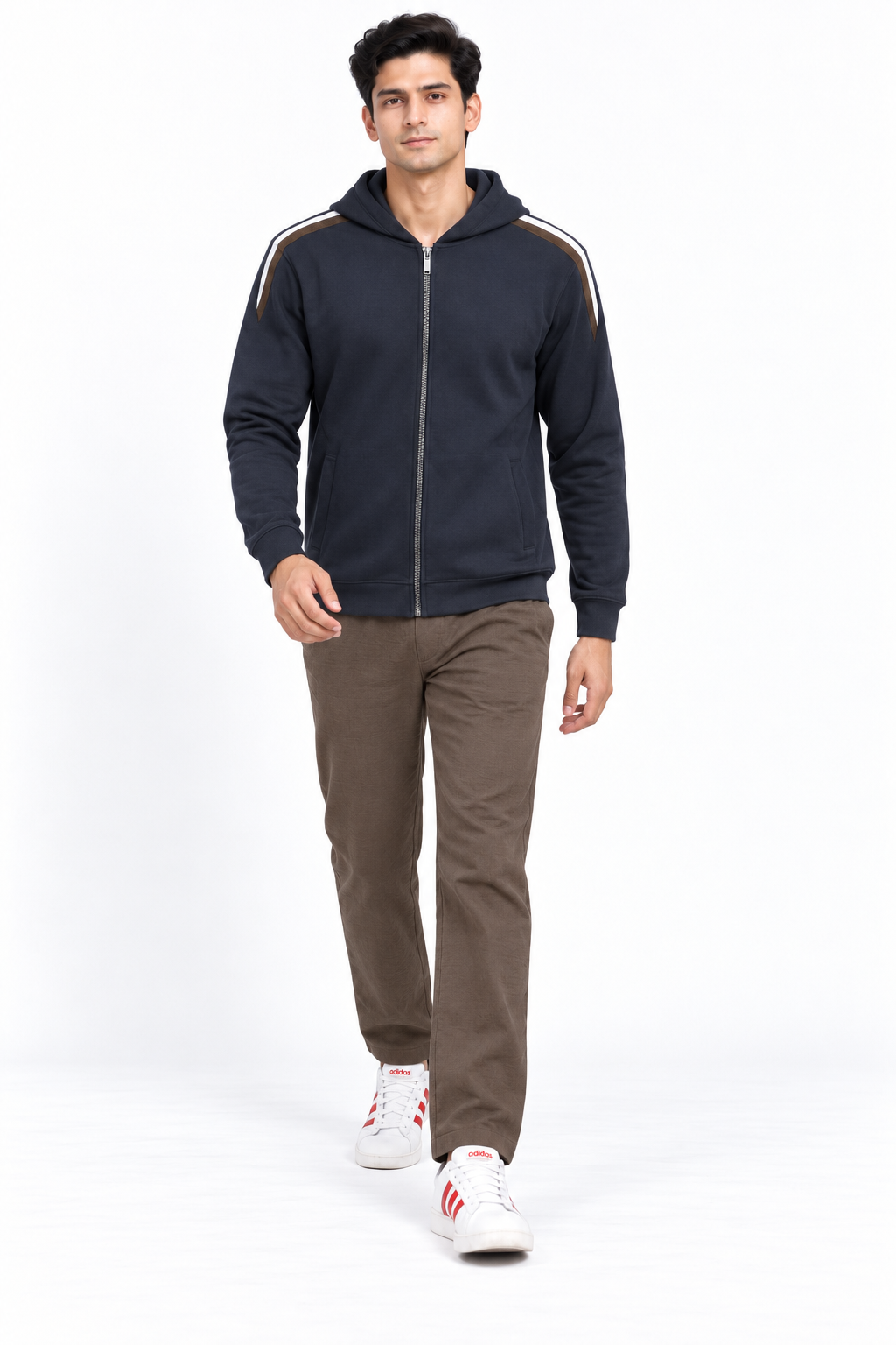 Men’s Espresso Seersucker Knitted Lower – Regular Fit Textured Casual Trousers