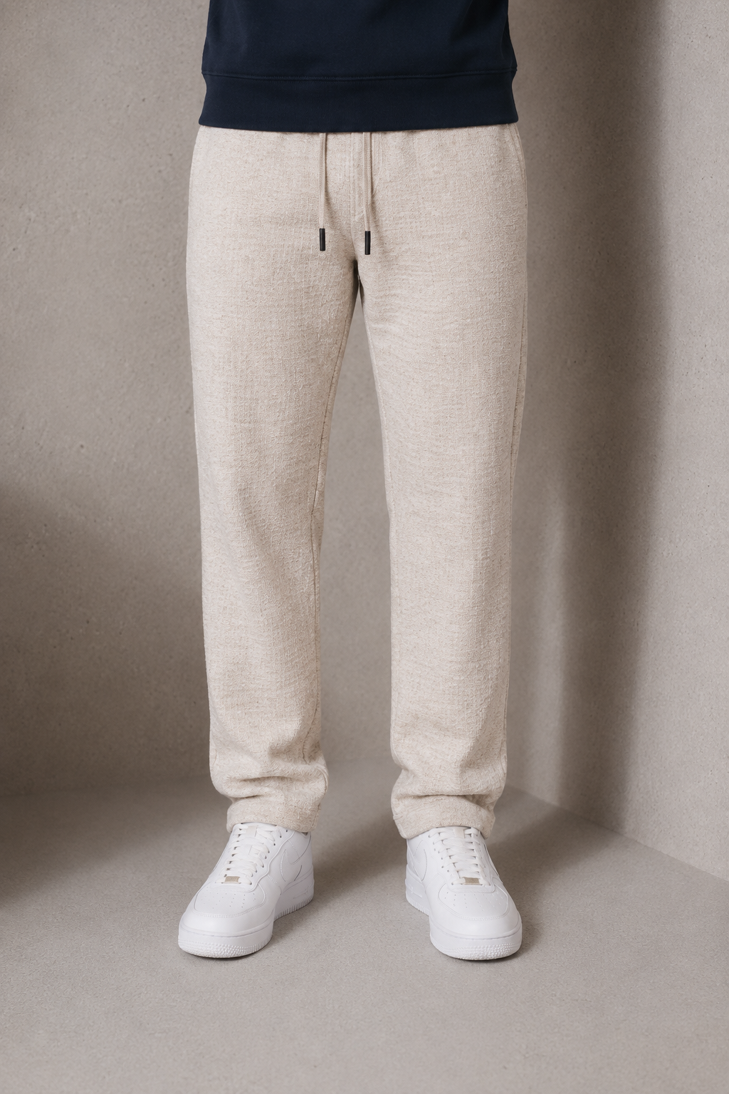 Men’s Linen Melange Brushed Seer Sucker Winter Lower – Regular Fit Straight Leg Casual Trousers
