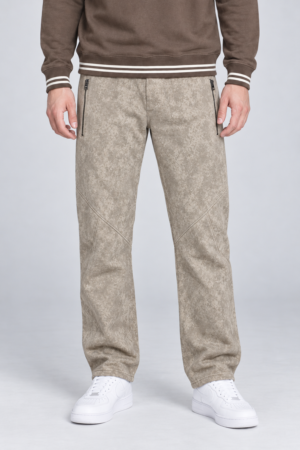 Men’s Regular Fit Flat Back Brushed Knitted Lower – Sand