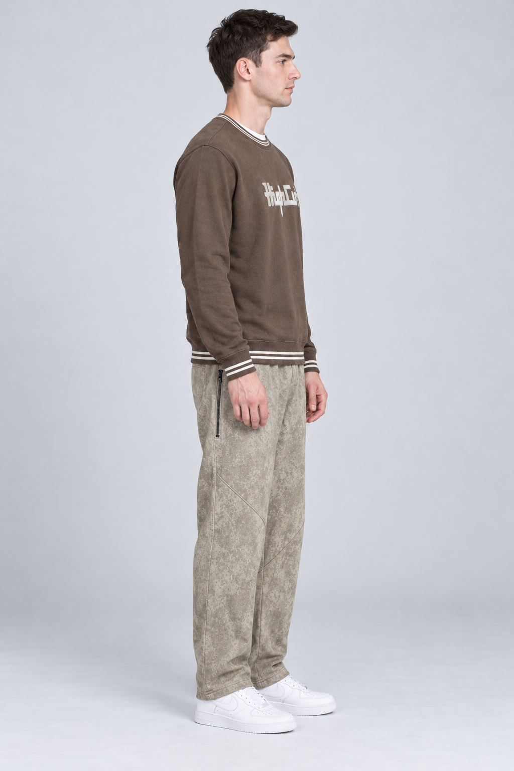 Men’s Regular Fit Flat Back Brushed Knitted Lower – Sand