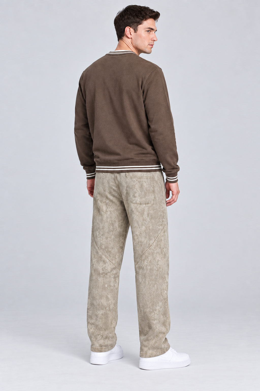 Men’s Regular Fit Flat Back Brushed Knitted Lower – Sand