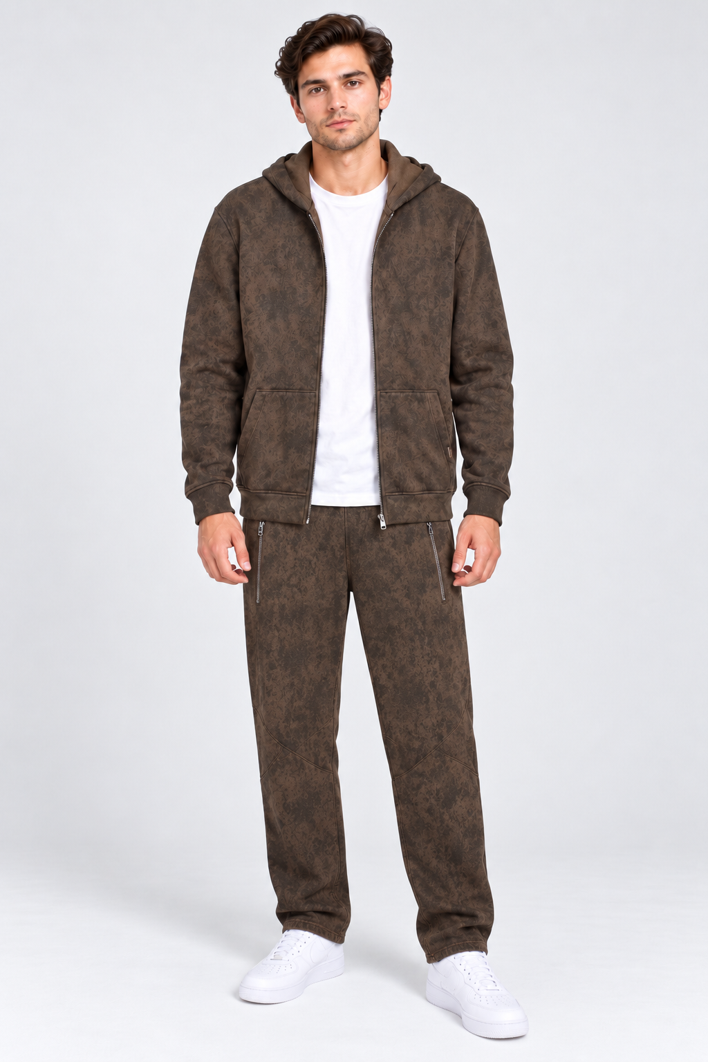 Men’s Regular Fit Flat Back Brushed Knitted Lower – Tobacco