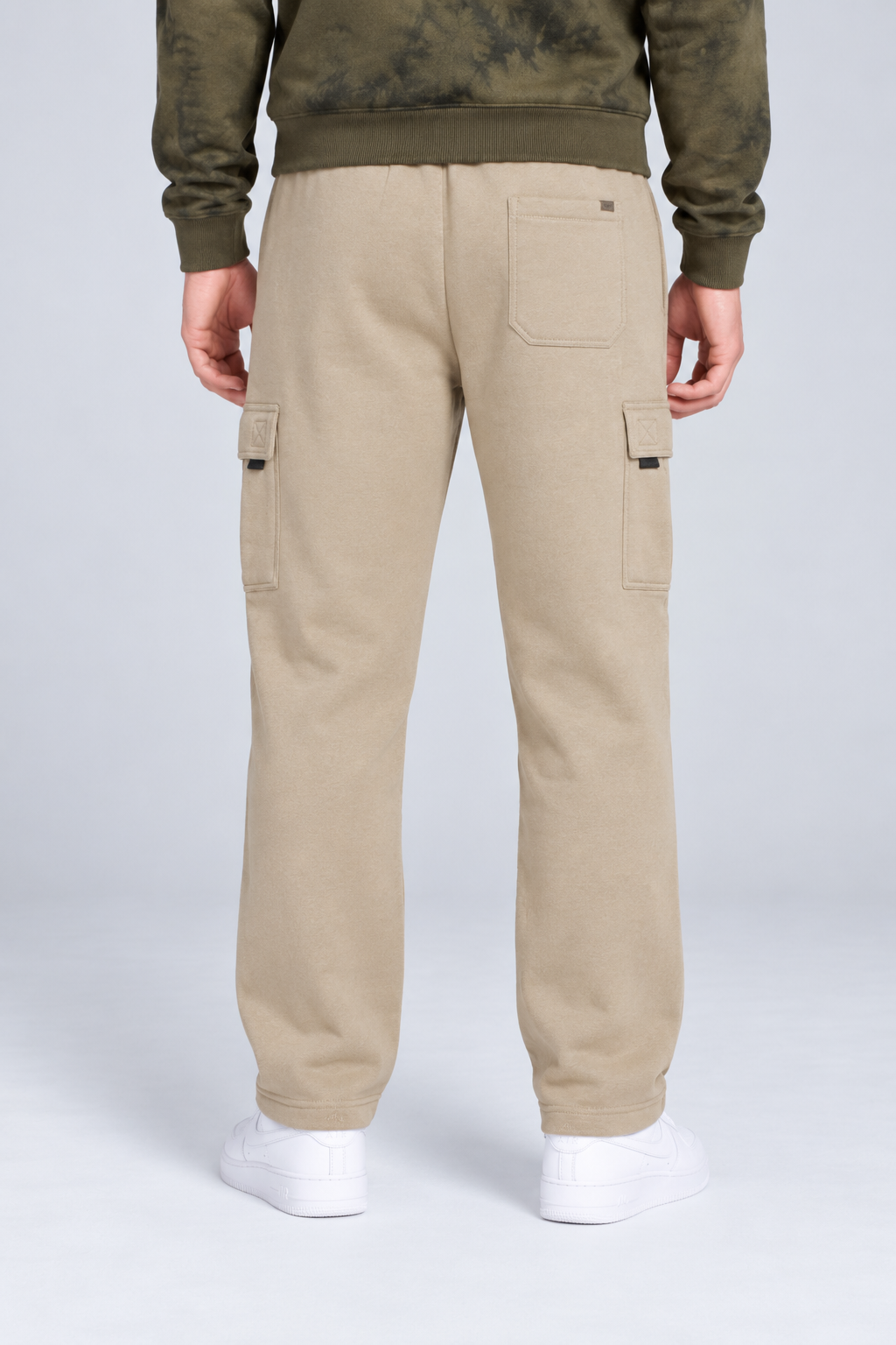 Men’s Regular Fit Knitted Fleece Cargo Lower – Safari