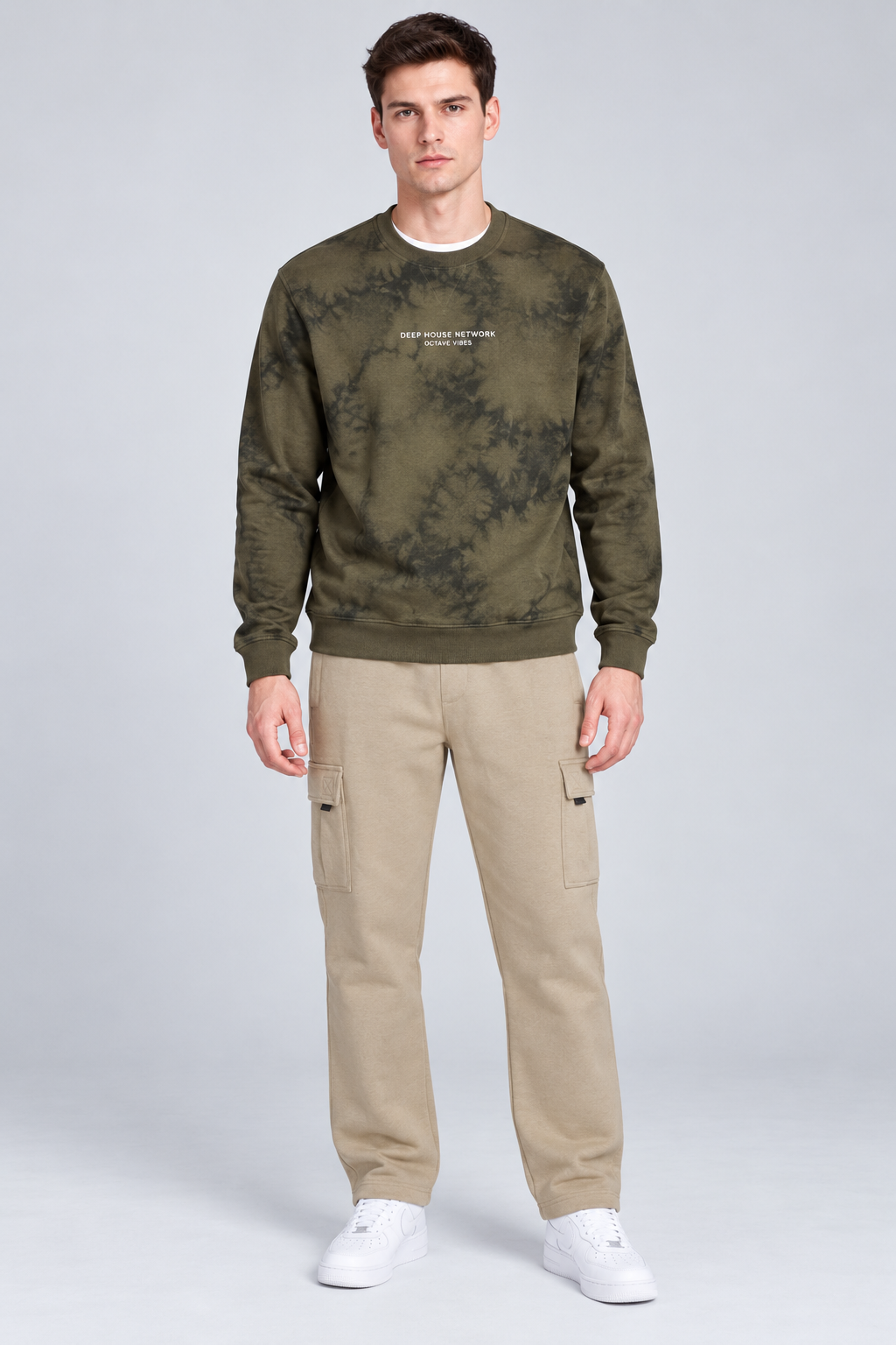 Men’s Regular Fit Knitted Fleece Cargo Lower – Safari