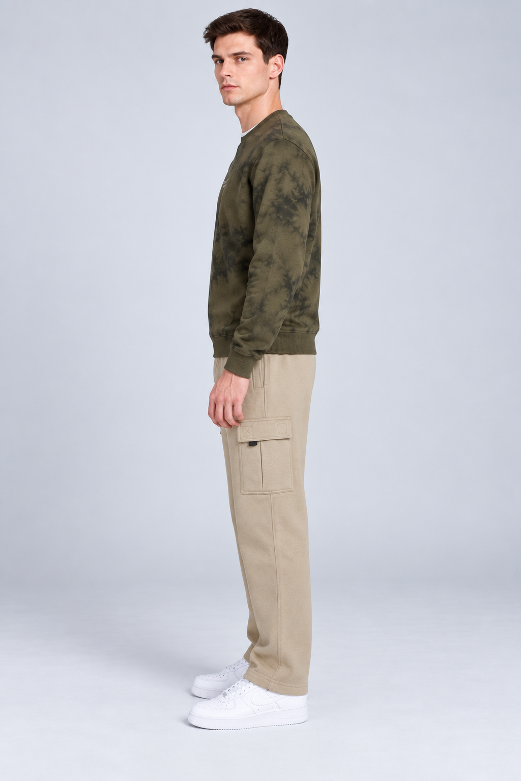Men’s Regular Fit Knitted Fleece Cargo Lower – Safari