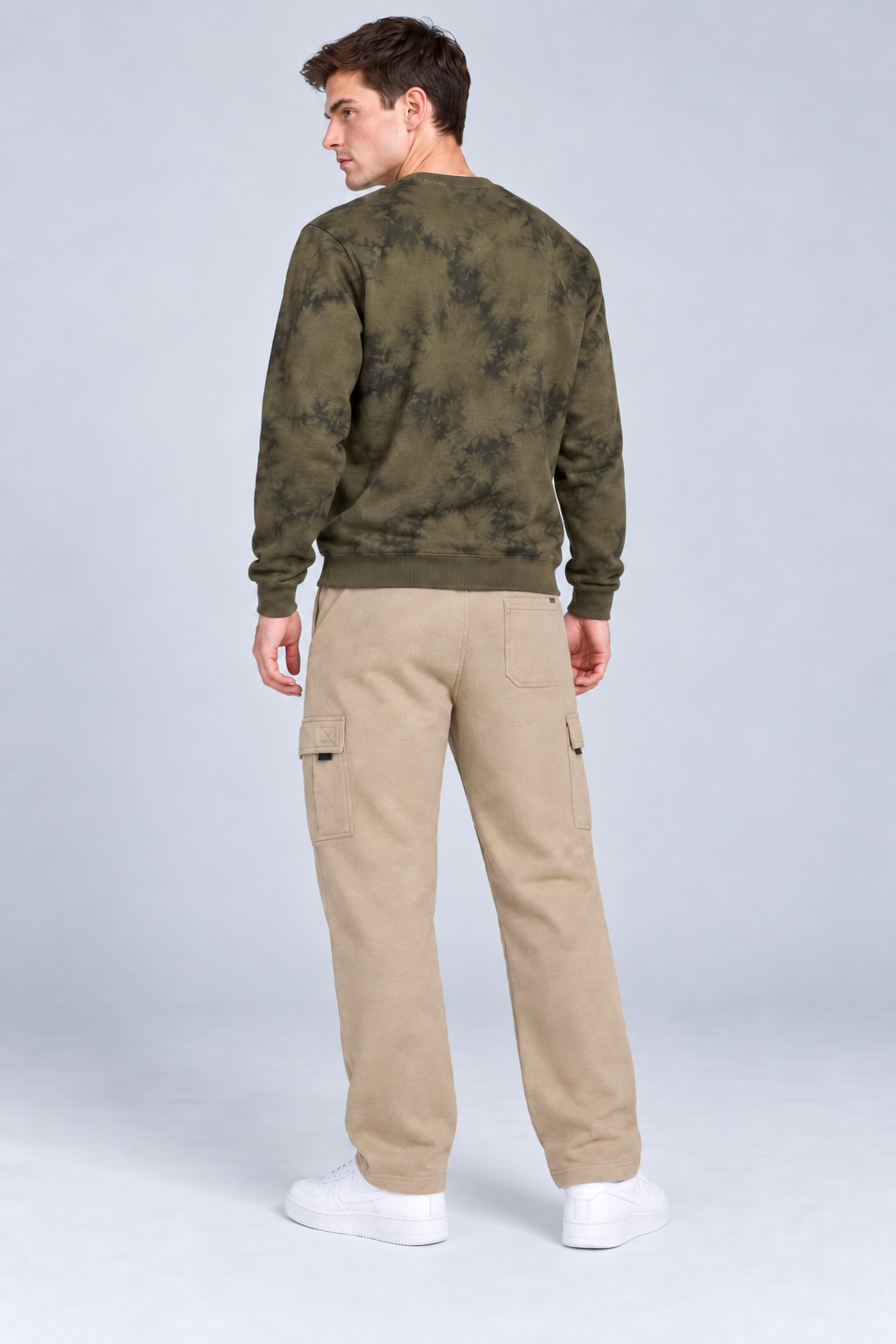 Men’s Regular Fit Knitted Fleece Cargo Lower – Safari