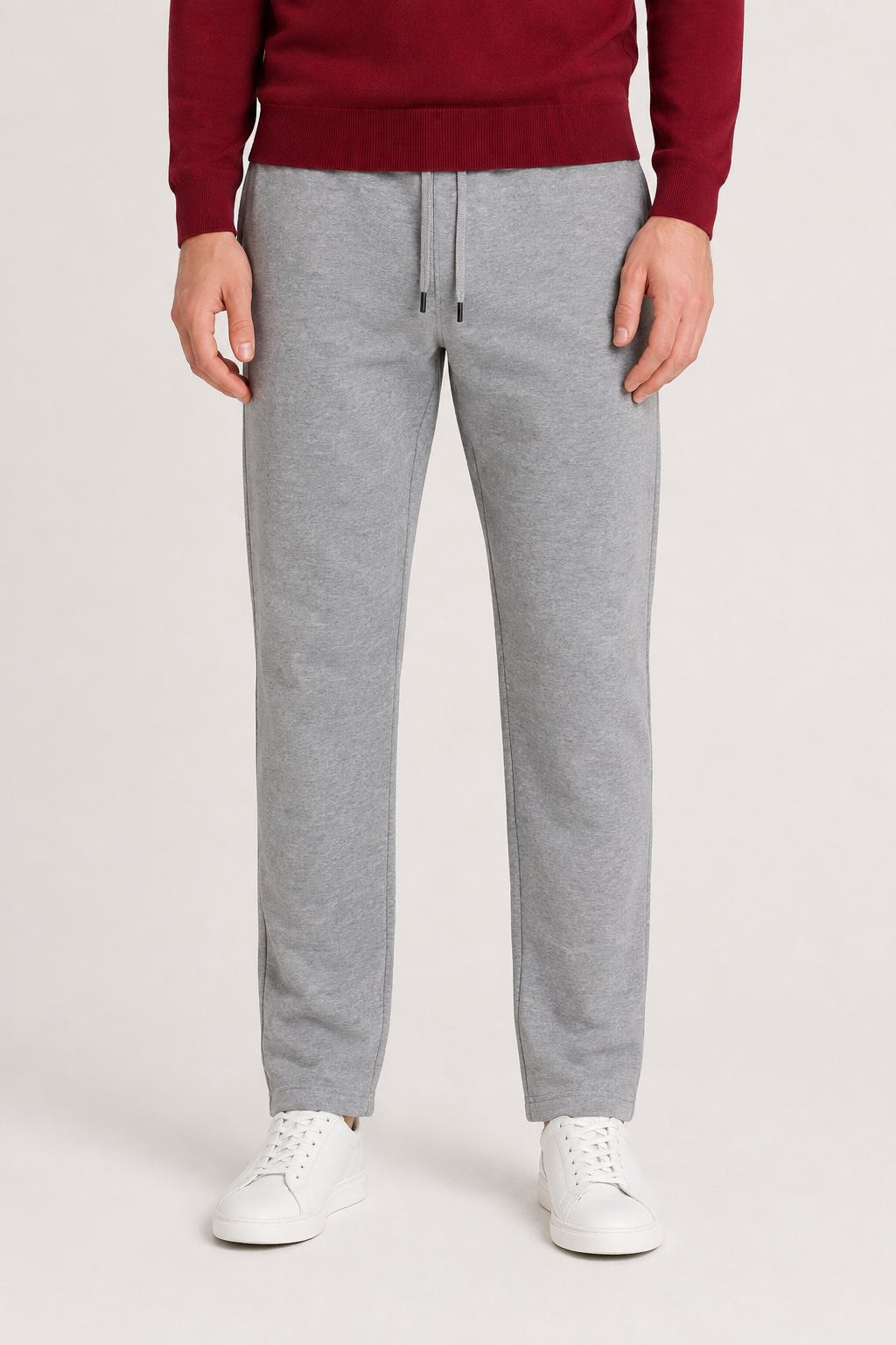 Men’s Grey Melange Blended Cotton Winter Lower – Regular Fit Knitted