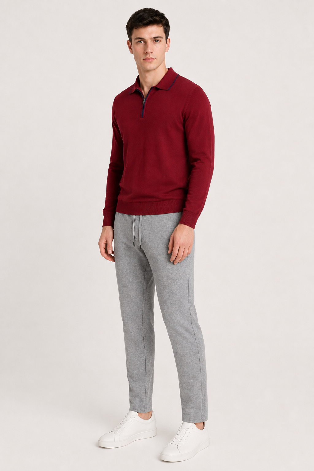Men’s Grey Melange Blended Cotton Winter Lower – Regular Fit Knitted
